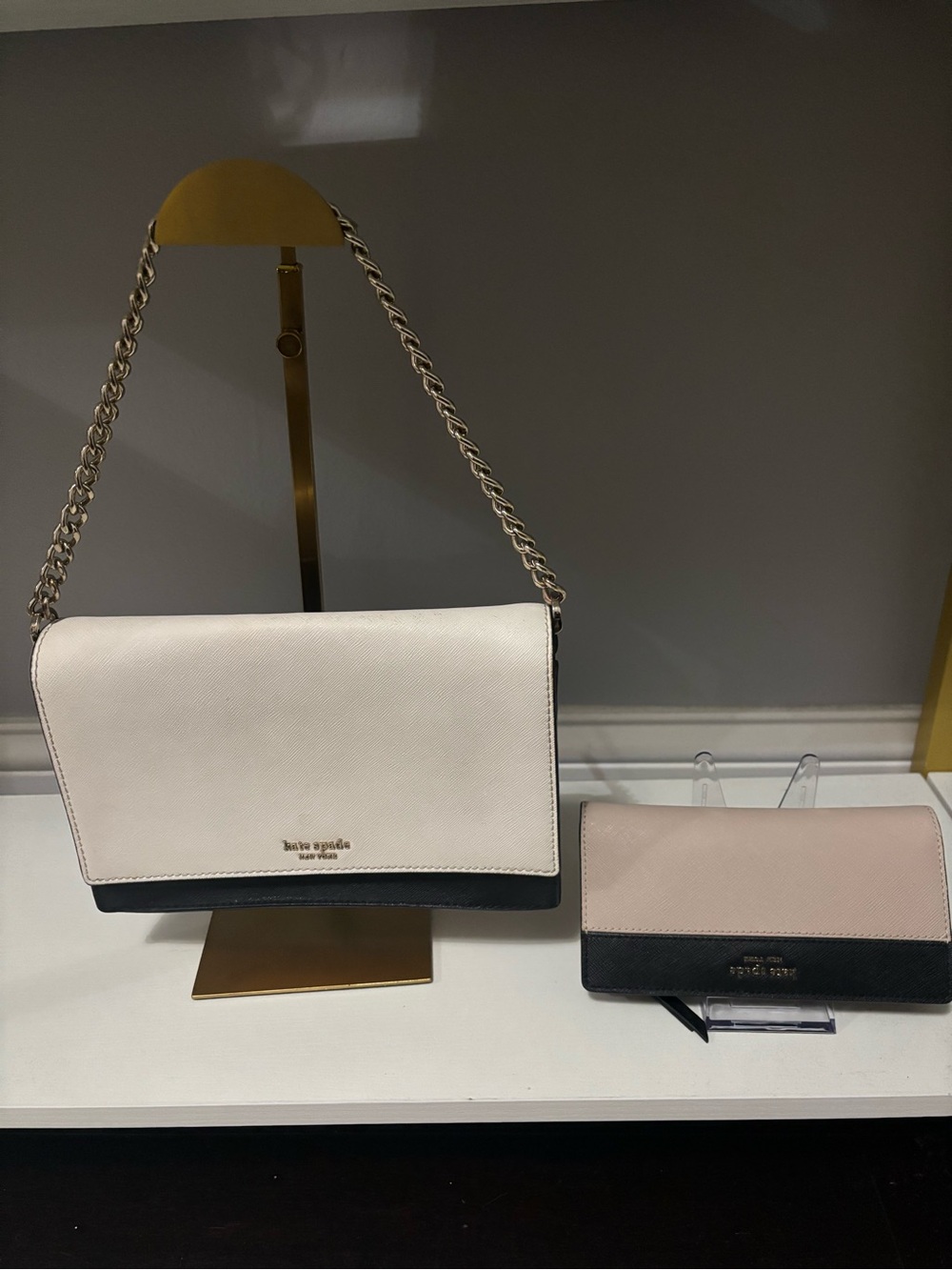 kate spade Two-Tone Cream & Black Chain Shoulder Bag